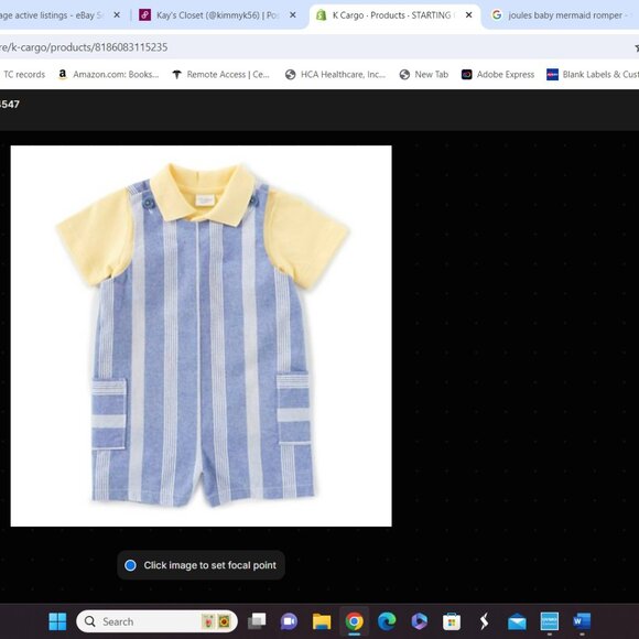 Starting Out 2PC Set, Yellow Shirt w/ Blue & White Striped Overalls, Size 6MO!! - Picture 5 of 5